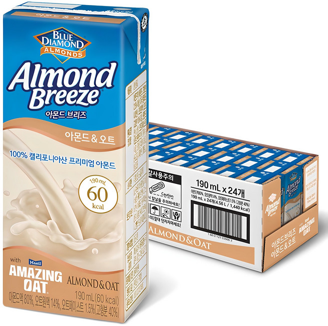 아몬드브리즈 아몬드 앤 오트, 190ml, 24개