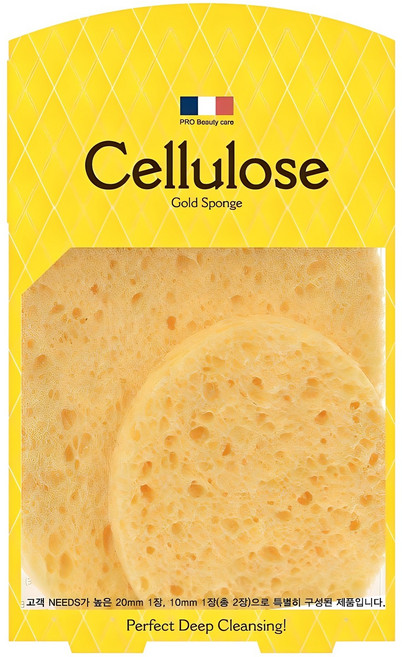 Jut 해면 프랑스산 골드셀룰로오스 스펀지 20mm+10mm, 옐로우, 1개