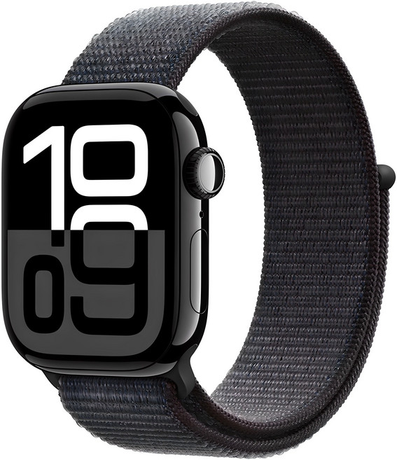 Apple 애플워치 10 GPS, 제트 블랙, 42mm, 제트 블랙 / 잉크 스포츠 루프, Loop
