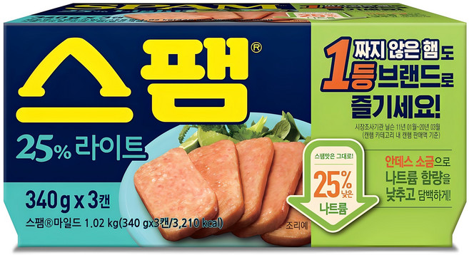 스팸 25% 라이트, 340g, 3개