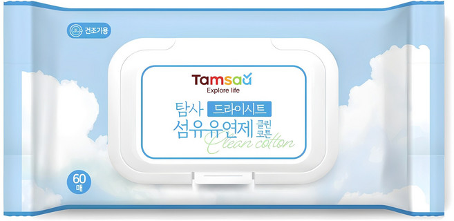 탐사 드라이시트 클린 코튼 섬유유연제, 1개, 60매입