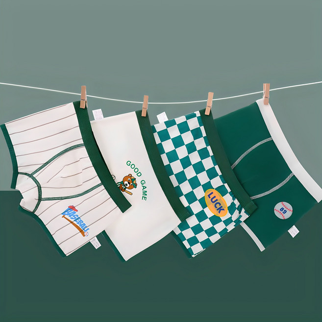 구디스 남아용 베이스볼 사각 드로즈 팬티 4종 세트