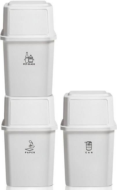 모노블 적층형 재활용 분리수거함 3개, 화이트