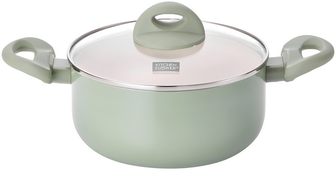 쿠킨 인덕션 칼라 양수냄비, 20cm, 그린, 1개