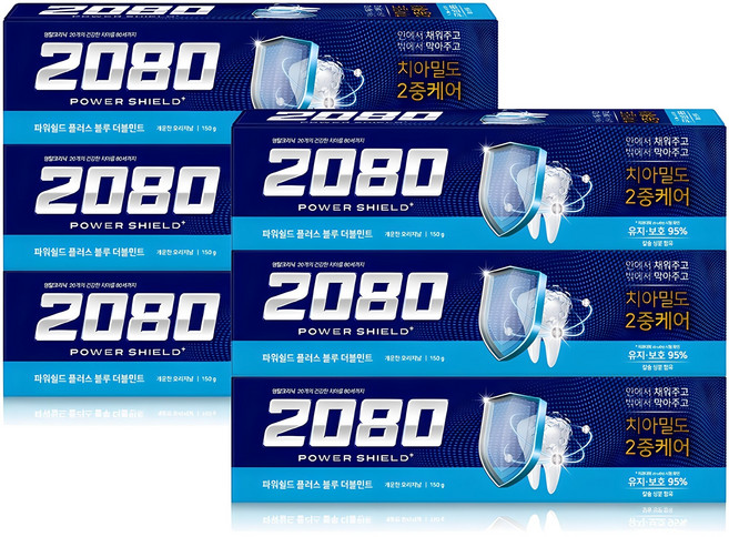 2080 파워 쉴드 치약 블루 더블민트, 150g, 6개