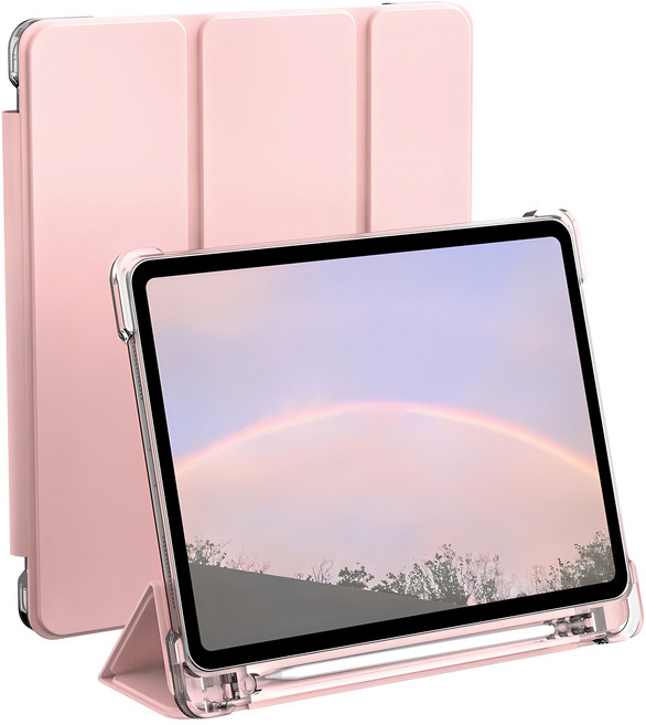 로랜텍 아이패드 펜슬수납 스마트커버 케이스, 핑크, 1개