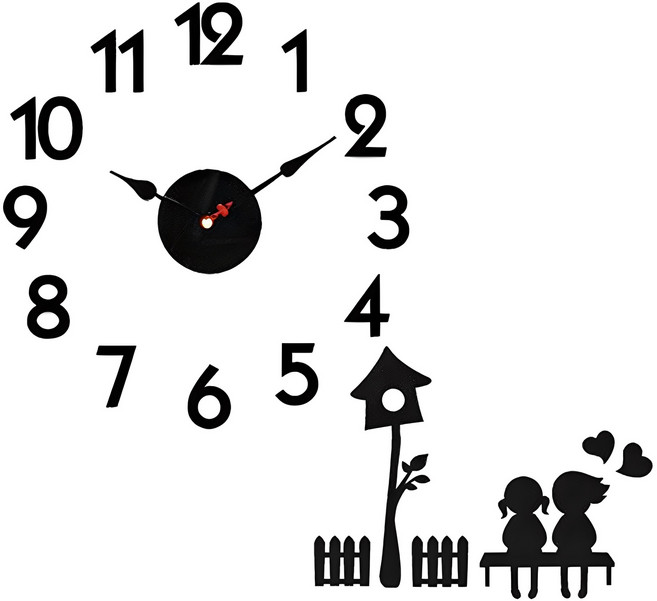 홈코코 DIY 압축스펀지 숫자 무소음 벽시계 스토리, 블랙