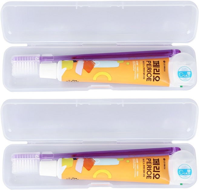 오랄라 여행용 미세모칫솔 + 치약+ 치실 + 케이스 세트, 50g, 2세트