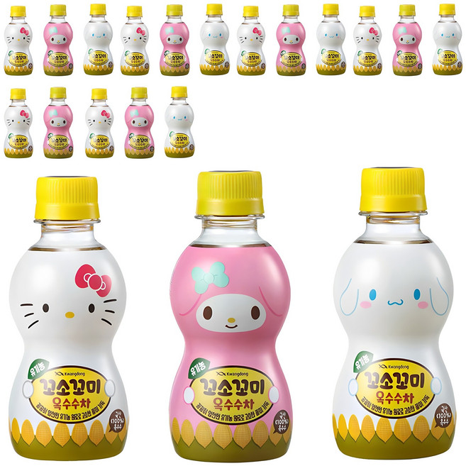 꼬소꼬미 유기농 옥수수차 캐릭터 랜덤발송, 200ml, 20개