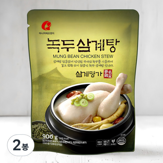 마니커에프앤지 녹두 삼계탕 냉장, 900g, 2봉