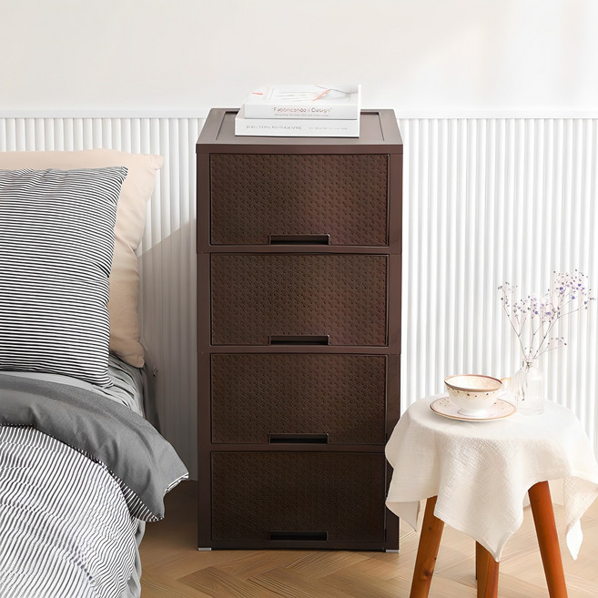 코멧 국내생산 라탄 서랍장, 브라운, 4개