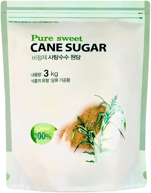 비정제 사탕수수 원당, 3kg, 1개