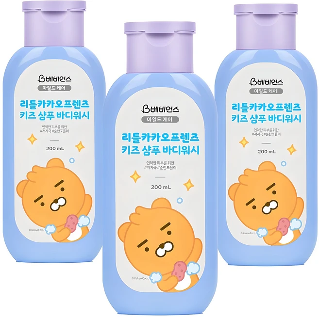 베비언스 키즈 샴푸 앤 바디워시 파우더향, 200ml, 3개 - 쿠팡
