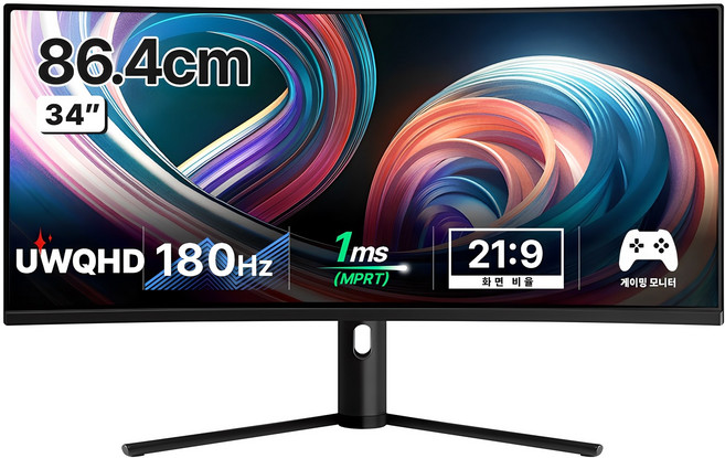 한성컴퓨터 UWQHD 1500R 커브드 리얼 180 울트라와이드 게이밍 모니터, 86.4cm, TFG34Q14W(무결점)