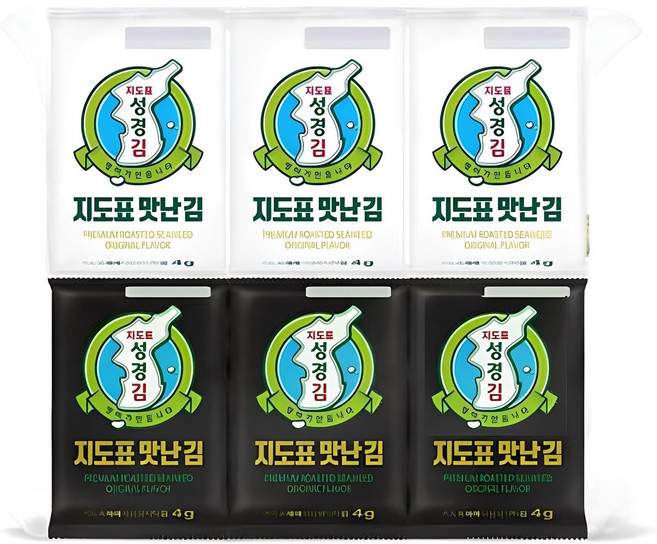 지도표성경 맛난 도시락김 흰색 6p + 검은색 6p 세트, 4g, 12개