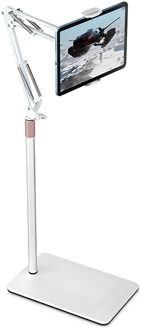 신지모루 탄소강 논슬립패드 자바라 스탠드형 핸드폰 태블릿 거치대, 화이트, 1개