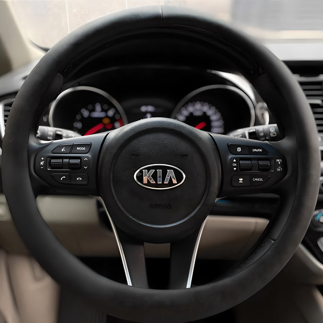 홉스 가죽 원형 자동차 핸들커버, 베이직 블랙