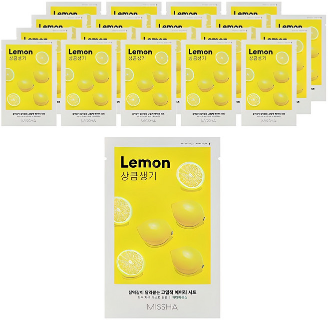 미샤 에어리 밀착 시트 마스크 레몬, 1개입, 20개