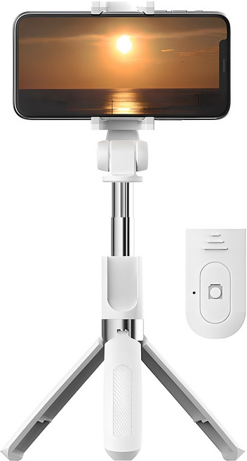 바나다 튤립 블루투스 삼각대 셀카봉, BND-B2RMTC-B03, 화이트, 1개