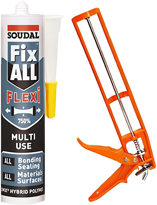 수달 픽스올 플렉시 무취 고탄성 방수 강력접착 실리콘 화이트 290ml + 플라스틱 건, 1세트