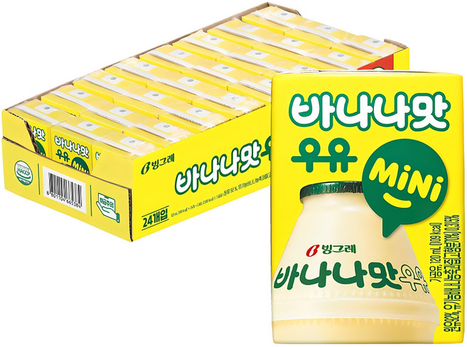 바나나맛우유 mini, 120ml, 24개