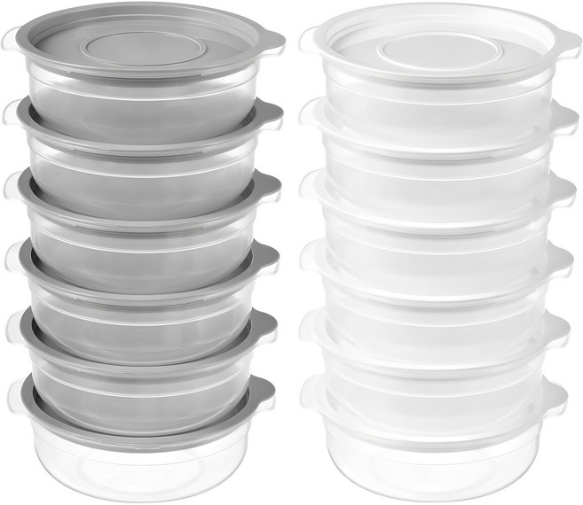 comet Kitchen可微波保鮮盒 450ml, 灰色 6入+白色 6入, 1組