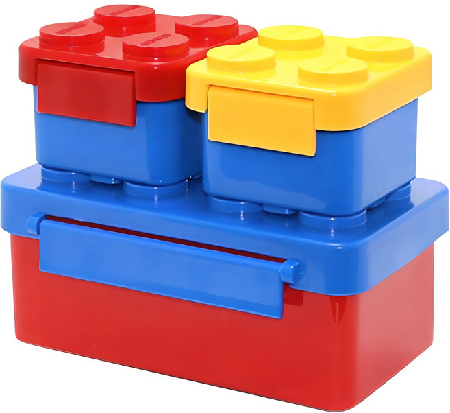 옥스포드 아동용 블럭 런치박스 세트, 옐로우 + 레드 + 블루, 1세트