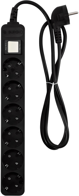 모노케어 안전 접지 멀티탭 6구 DH-2062NT, 3m, 블랙, 1개