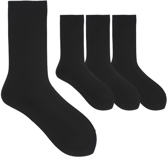 두발로 여성용 심플 무지 장목 양말 4켤레