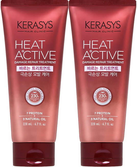 케라시스 히트 액티브 극손상 헤어 바르는 트리트먼트, 220ml, 2개