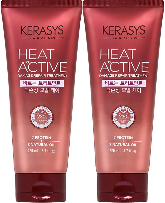 케라시스 히트 액티브 극손상 헤어 바르는 트리트먼트, 220ml, 2개 - 쿠팡