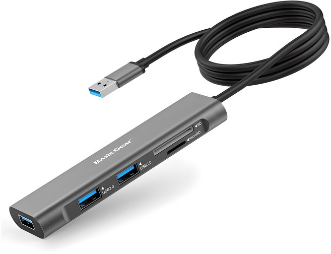 베이직기어 USB 3.0 5 in 1 멀티허브 BG-UH3, 혼합색상, 1개