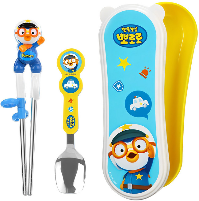 에디슨 국산 이지 스텐 수저 케이스 세트 오른손용, 경찰뽀로로, 단품, 1세트