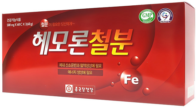 종근당건강 헤모론철분, 60정, 2개