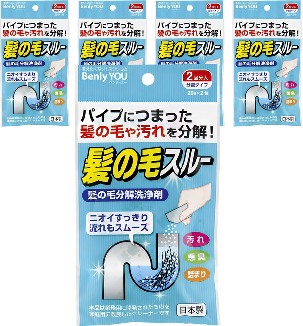 코쿠보 BenlyYou 머리카락 분해 배수구 세척제, 40g, 5개
