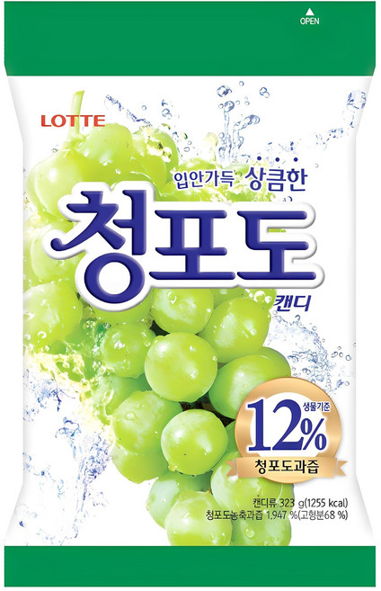 롯데웰푸드 청포도 캔디, 323g, 1개