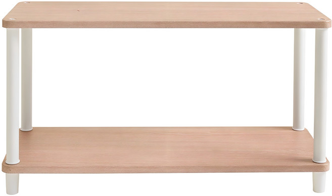 룸앤홈 국내 제조 데일리 라운드 사각 선반, 오크화이트, 2단