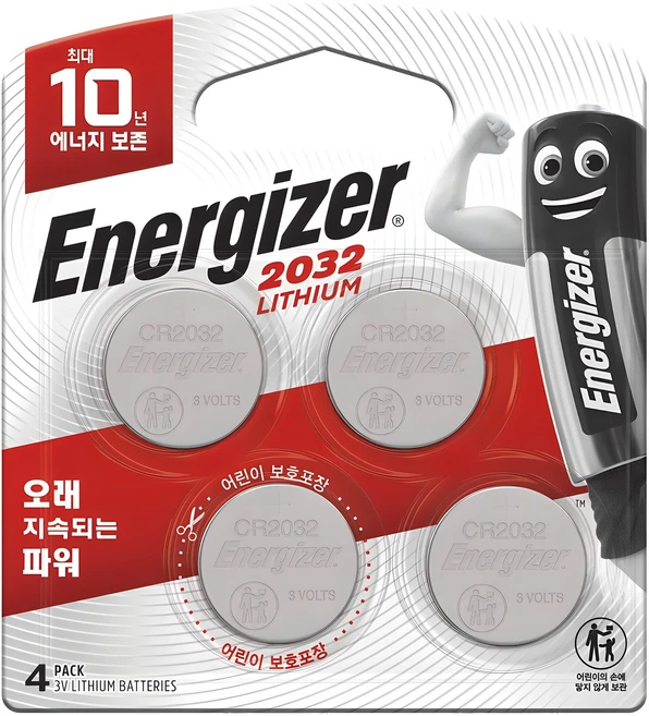 에너자이저 리튬 코인 건전지 CR2032, 4개입, 1개 - 쿠팡
