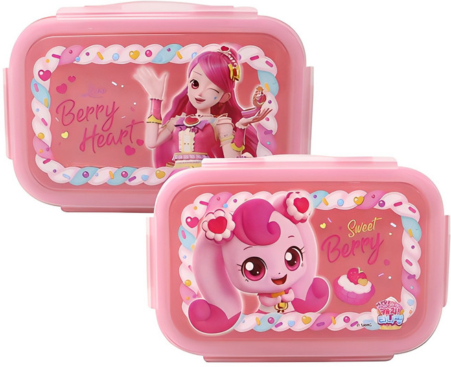 르번 유아용 새콤달콤 캐치티니핑 피크닉 도시락 2p + 가방 세트, 혼합색상, 1세트