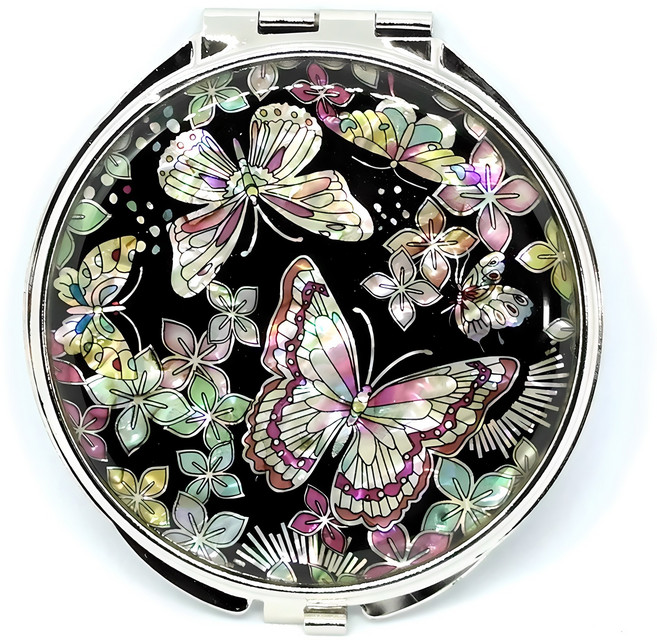 파앤카코리아 고급 자개 손거울, 1개, 꽃나비