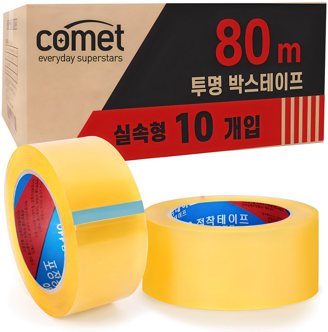 코멧 투명 박스테이프 80M * 48mm, 10개