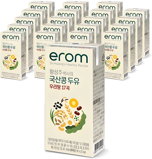 이롬 황성주 박사의 국산콩 두유 우리땅 17곡, 190ml, 20개