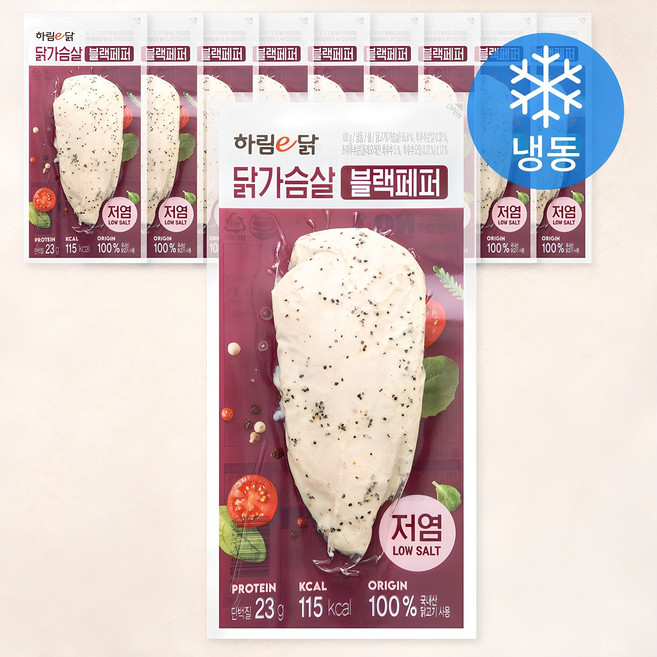 하림이닭 닭가슴살 블랙페퍼 (냉동), 100g, 1개입, 10개