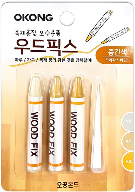 오공 우드픽스 중간색 목재흠집보수용품, 1세트