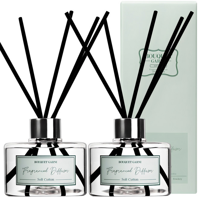 부케가르니 프래그런스드 디퓨저, 소프트코튼, 200ml, 2개