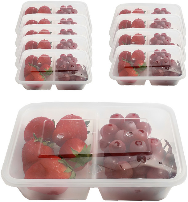 피크닉하우스 내열 S 2칸 일회용 도시락 본체 + 뚜껑, 10개, 1세트