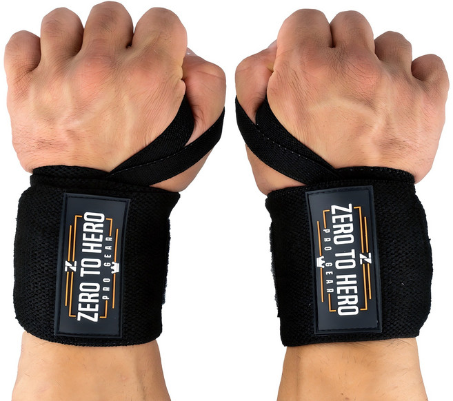 제로투히어로 헬스 손목보호대 타입2 기본형, 1세트, BLACK