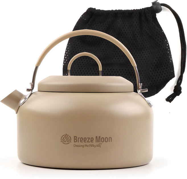 브리즈문 캠핑 알로이 주전자 + 파우치 세트, 탄 베이지, 1세트