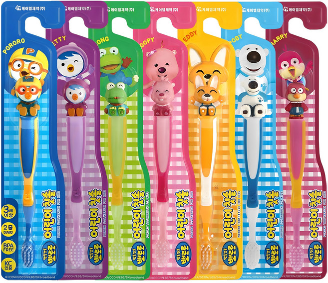 케이엠제약 뽀로로 유아 칫솔 7종 세트, 혼합색상, 7개입, 1세트