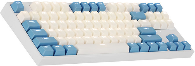 COX 게이트론 LED 게이밍 기계식 유선 텐키리스 키보드, 크림 블루, CK87, 갈축